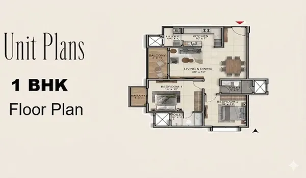 Brigade Barcelona 1 BHK Floor Plan