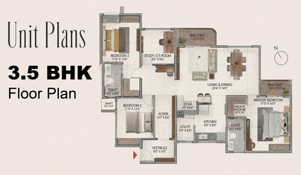 Brigade Barcelona 3.5 BHK Floor Plan