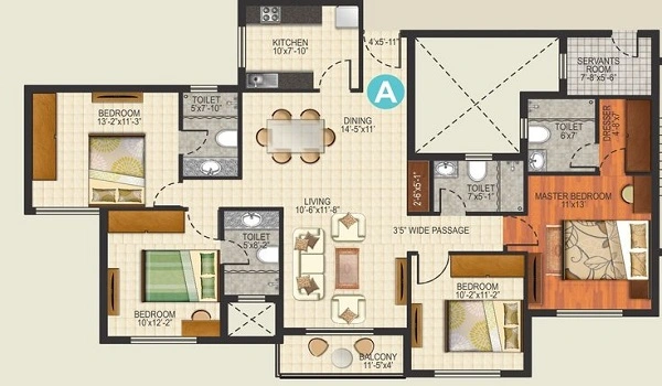 Brigade Barcelona 4 BHK Floor Plan